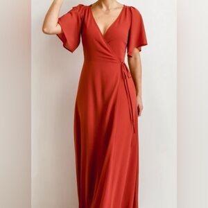BALTIC BORN NWT Cinnamon Wrap Maxi Dress Flutter Sleeve V-neck Wedding Sz Large